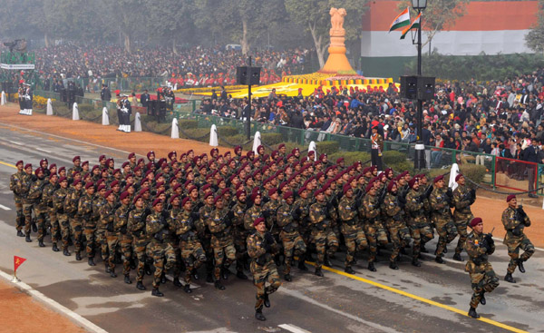 The Parachute Regiment passes through the Rajpath, on the occasion of the 67th Republic Day Parade 2016, in New Delhi on January 26, 2016.