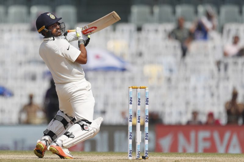 India's Karun Nair plays a shot during their fourth day of the fifth cricket test match against England in Chennai, India, Monday, Dec. 19, 2016. (AP Photo/Tsering Topgyal)