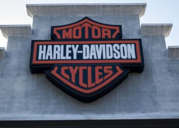 Signage is displayed outside a Harley-Davidson dealership in Oakland, California, U.S., on Thursday, July 16, 2020. Harley-Davidson Inc. is scheduled to release earnings figures on July 28. Photographer: David Paul Morris/Bloomberg