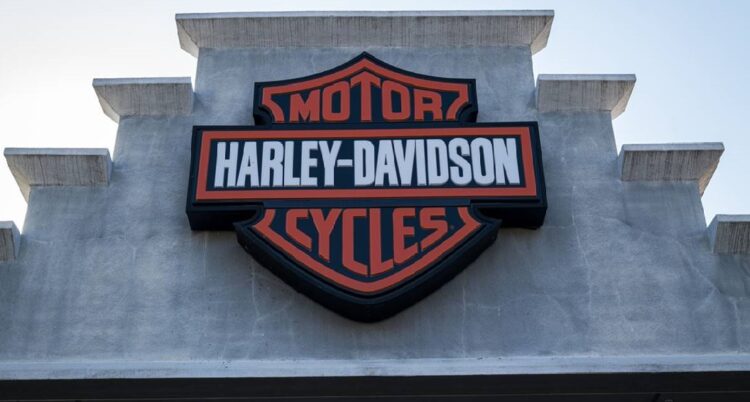 Signage is displayed outside a Harley-Davidson dealership in Oakland, California, U.S., on Thursday, July 16, 2020. Harley-Davidson Inc. is scheduled to release earnings figures on July 28. Photographer: David Paul Morris/Bloomberg