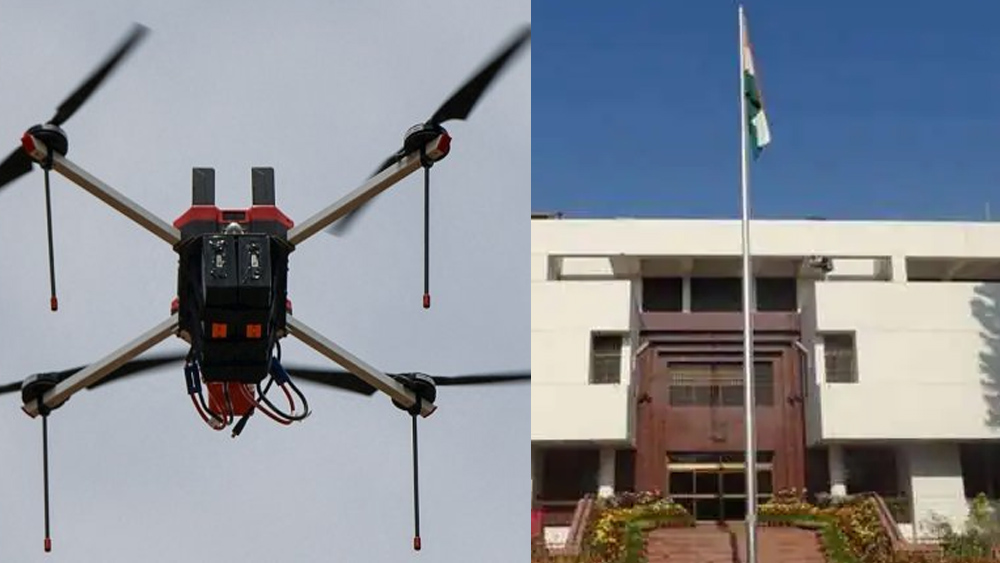 Drone on top of the Indian High Commission building