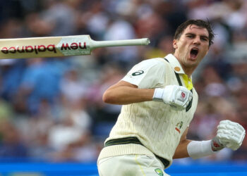 Cricket - Ashes - First Test - England v Australia - Edgbaston Cricket Ground, Birmingham, Britain - June 20, 2023 Australia's Pat Cummins celebrates after Australia win the first test by 2 wickets Action Images via Reuters/Paul Childs