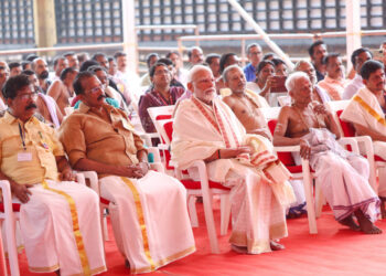 PM attends a cultural program Malayalam Ramayan at Thriprayar Shree Ramaswami Temple in Thrissur, Kerala on January 17, 2024.