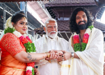 PM attends a marriage ceremony at Guruvayur temple, in Kerala on January 17, 2024.