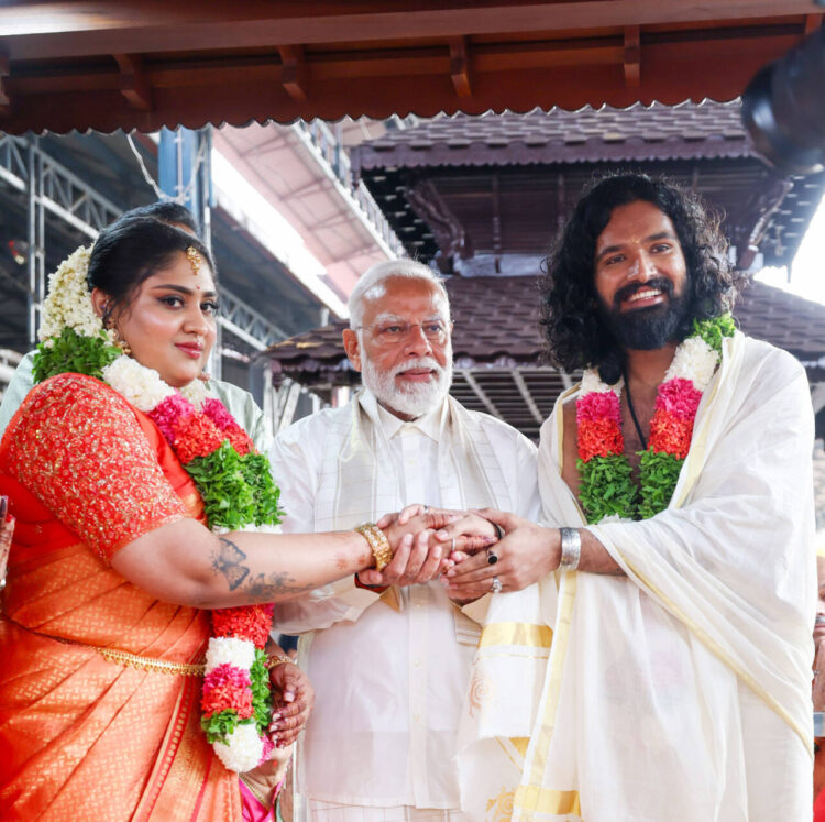 PM attends a marriage ceremony at Guruvayur temple, in Kerala on January 17, 2024.