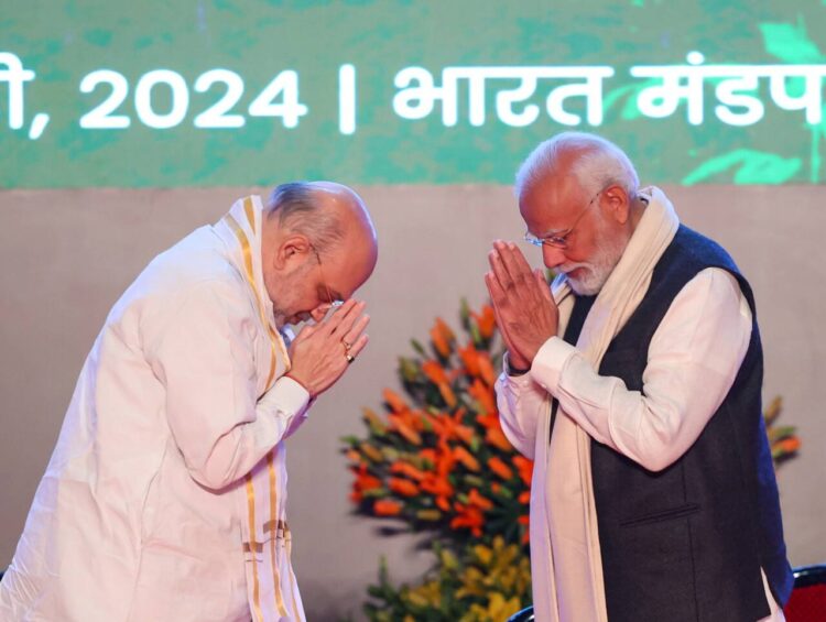 PM at the inauguration and laying the foundation stone of multiple key initiative for Cooperative sector at Bharat Mandapam, in New Delhi on February 24, 2024.