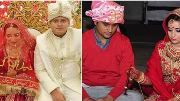 റായ്ബറേലിയിലെ യുവാവിനൊപ്പം (ഇടത്), ആദ്യ വിവാഹത്തിന്റെ ചിത്രം (വലത്)