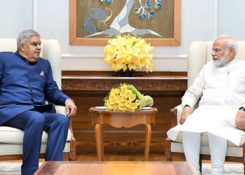 The Governor of West Bengal, Shri Jagdeep Dhankhar meeting the Prime Minister, Shri Narendra Modi, in New Delhi on August 20, 2019.
