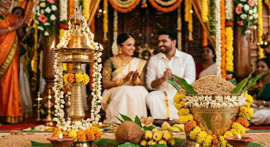 മംഗളവേദികളിലെ ഐശ്വര്യപ്രതീകങ്ങൾ: നിറപറയും നിലവിളക്കും ; വിവാഹത്തിലെ ആചാരപ്പെരുമ