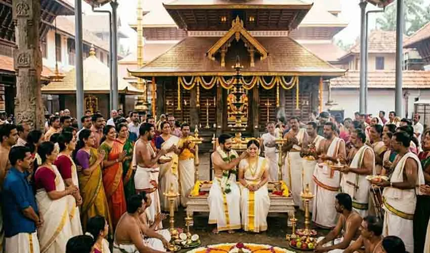 കണ്ണന്റെ നടയില്‍ വരണമാല്യം; കൃഷ്ണ സന്നിധി വിവാഹത്തിന് പ്രിയപ്പെട്ടതാകുന്നത് എന്തുകൊണ്ട്? വിശ്വാസവും ഐശ്വര്യവും; കൃഷ്ണ ക്ഷേത്രങ്ങള്‍ പ്രിയപ്പെട്ട വിവാഹവേദിയാകുന്നതിന് പിന്നില്‍